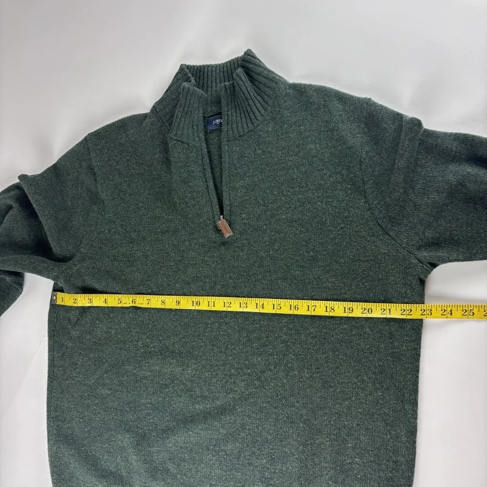 J.Crew Men's L Gray 100% Lambs Wool Quarter Zip Sweater Mock Neck Pullover Green
